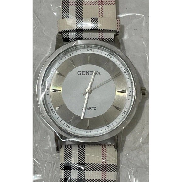 Women’s Stone Checkered Watch By Geneva New/Unopened - Picture 1 of 4
